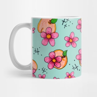 Peaches and Flowers Pattern Mug